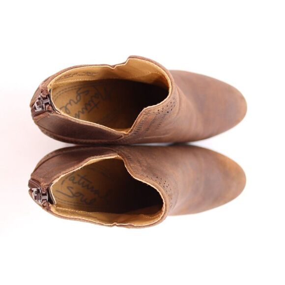 Natural Soul Tapas Womens 7.5 Brown Block Heel Bootie Back Zipper - Picture 10 of 11